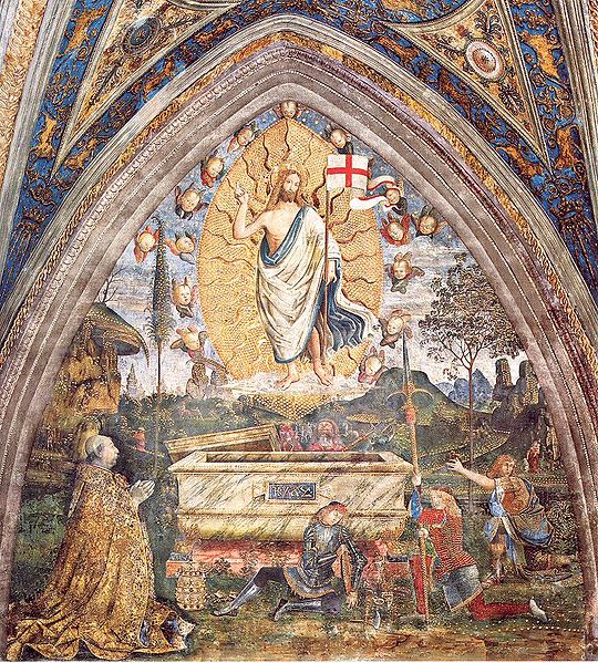 Pinturicchio: Alessandro VI e, presumibilmente, i figli Cesare, Juan e Jofre